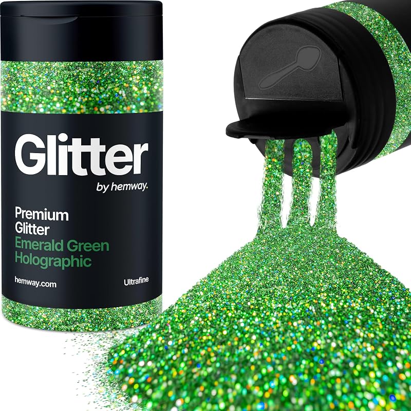 Hemway Holographic Emerald Green Glitter Shaker 130g Ultra Fine