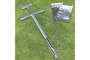 LICHTUND Soil Probe 16 Inch with 2 Bags, Soil Sample Probe with Ejector for Lawn House Plants, T-Handle Soil Sampler Probe Rod, Stainless Steel Soil Test Kits Tool for Soil Sampling