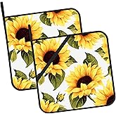 Groovy Sunflower Pot Holders Set of 2 Kitchen Heat Resistant Potholders for Microwave Cooking Baking Oven End Dishes and BBQ Gifts for Women