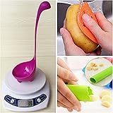 Home Outdoor Nessie Soup Ladle Set of 2 Colors blue and rose-Comes with Bonus Silicone Garlic Peeler and Vegetable Scrubber