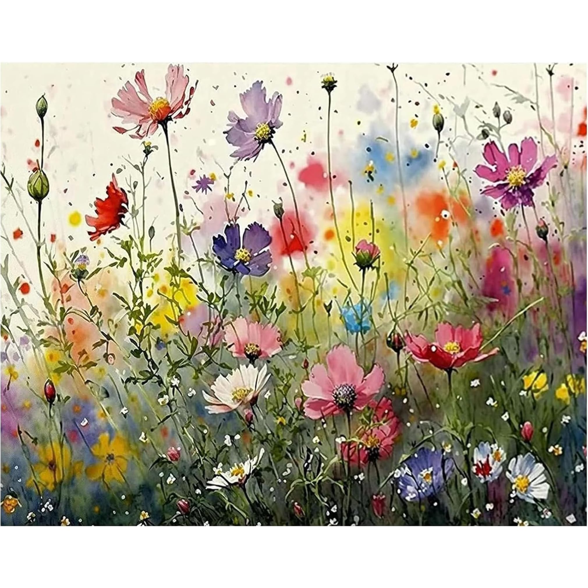 Mrnsiet Flower Stamped Cross Stitch Kits, DIY Colorful Flowers Cross Stitch Ornament Kits for Adults Beginners, Counted Embroidery Needlepoint Kits Home Decor 12x16inch