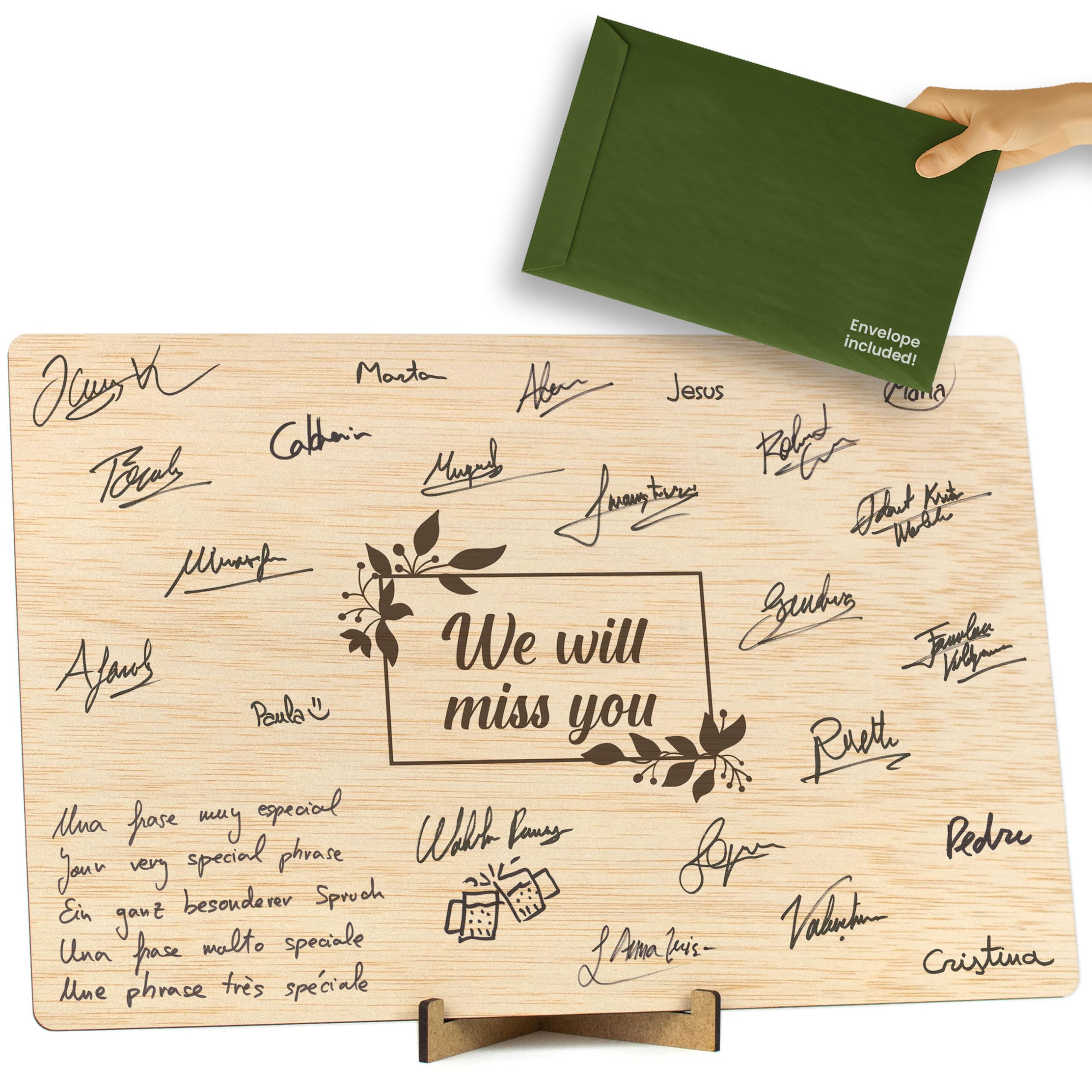 CONTRAXT Farewell Card. Original Gift Farewell Card for Coworkers Teacher End of School Friend Signature Book in Wood — image 1