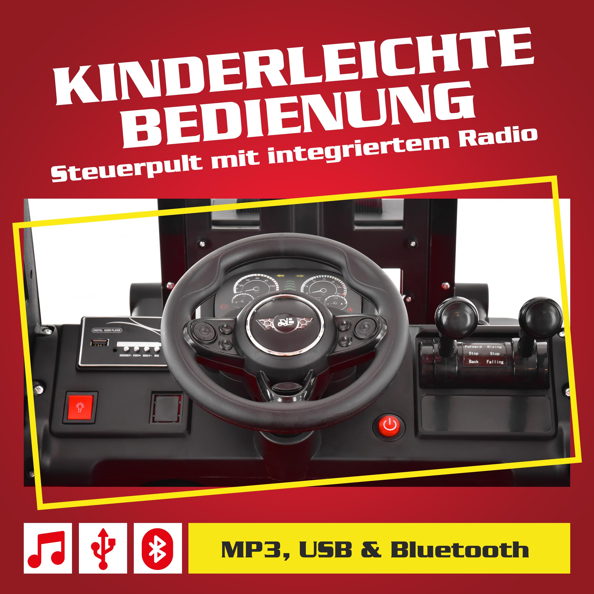 HECHT Kinder Elektro Gabelstapler 12V rot mit Fernbedienung 5
