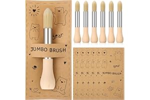 Sinload 6 Sets Watercolor Paint Brushes and Cards for Baby Toddler Kid Jumbo Brushes with Chubby Wood Handles Easy to Grip Round Paintbrushe Vegan Bristles for Painting Art Supplies Craft Projects