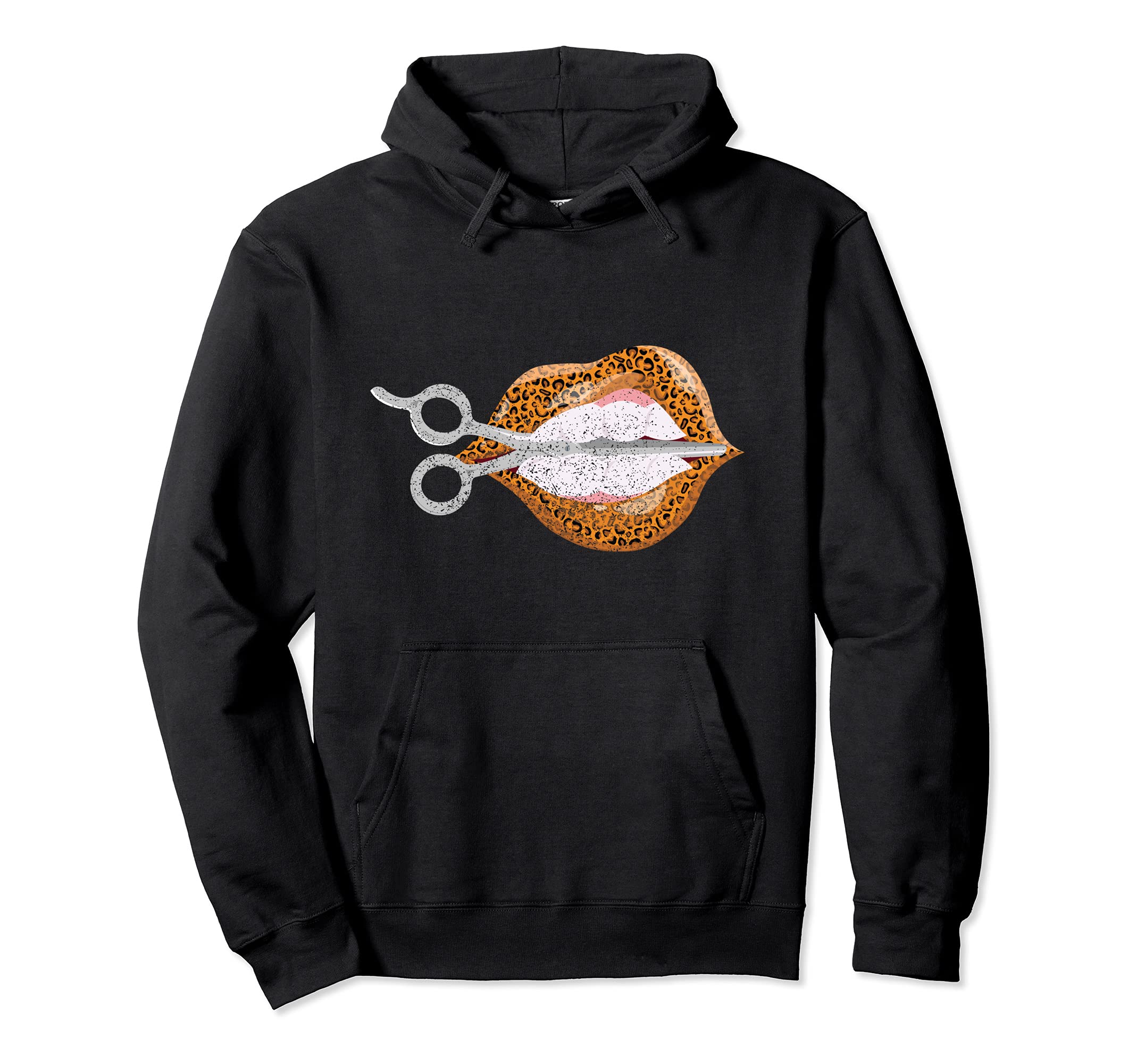 Cool Hair Hustler Hairstyle Leopard Lips With Scissor Lovers Pullover Hoodie