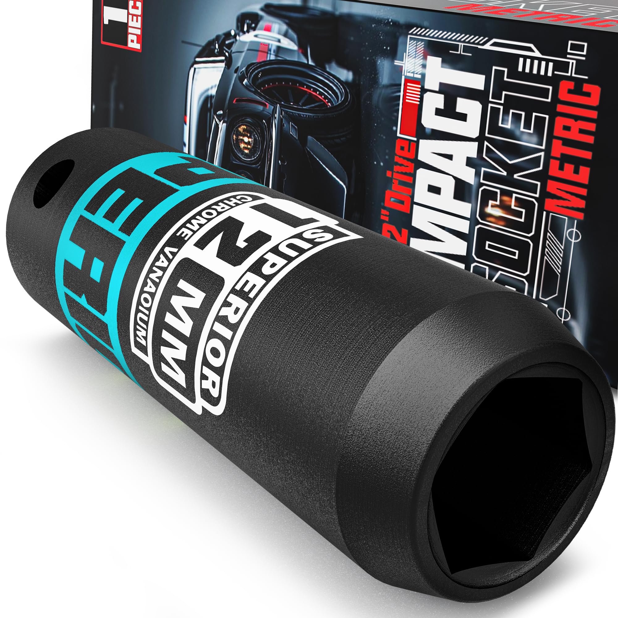 KIRXST 1/2" Drive 12mm Deep Impact Socket, 6 Point CR-V Deep Socket, 78mm Length, Auto Trucks Car Tires Repairing DIY Mechanic Tool