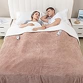 TiMiCalda Heated Blanket Queen Size - 84"x90" Cozy Soft Jacquard Heating Blanket with 4 Heat Levels & 10 Hours Auto-Off, Jacquard Fleece, Overheating Protection, Warm Gifts, Brown