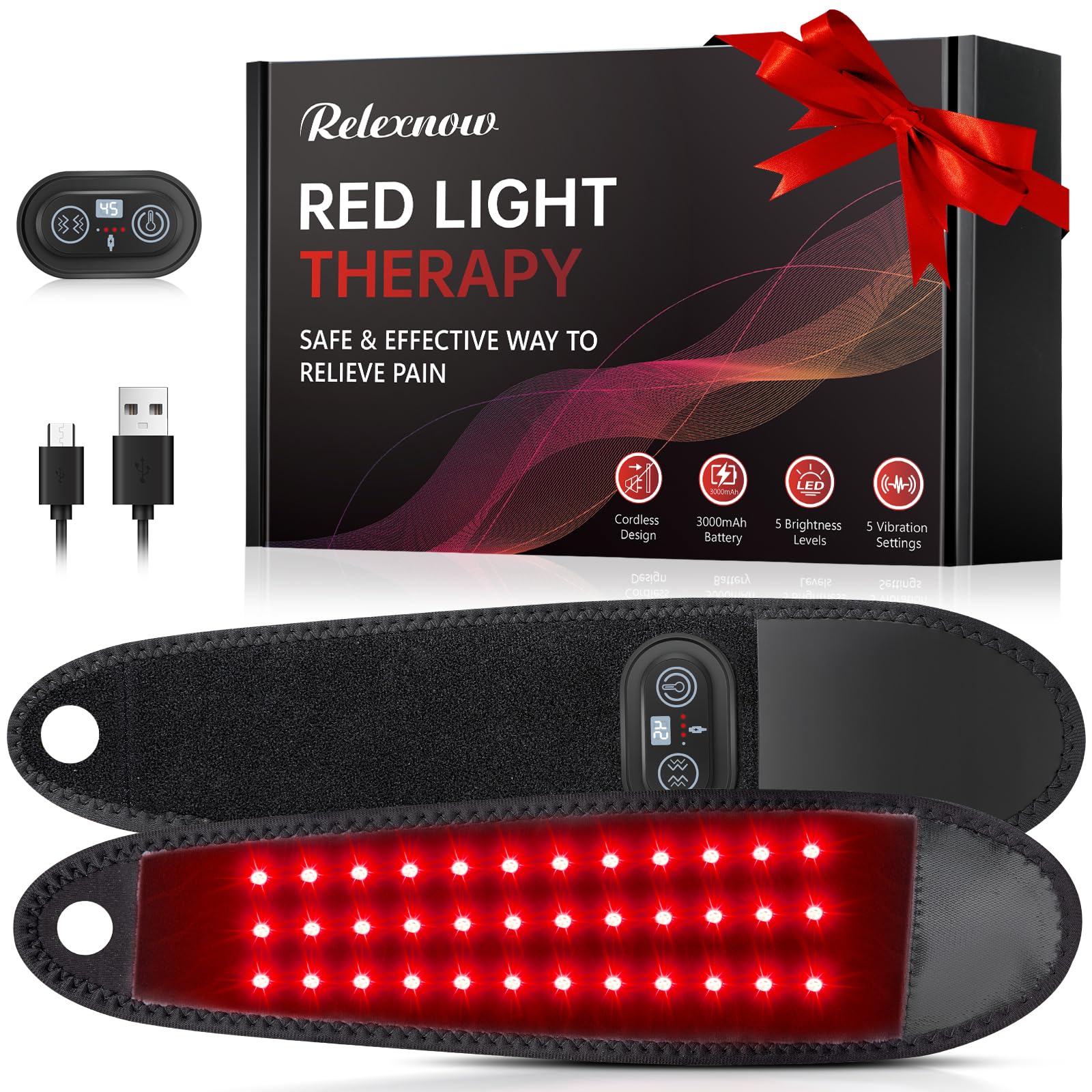 Photo 1 of Red Light Therapy for Hands Wrist with Heat & Massage, 3000mAh Wireless Controller, Wearable Near Infrared & Red Light Wrist Wrap with 36 Beads for Faster Recovery & Hand Pain Relief