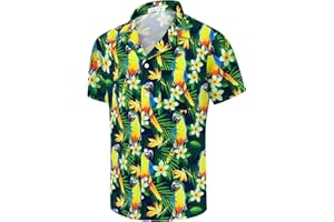 AINIKO Hawaiian Shirts for Men Summer Casual Button Down Floral Shirts Men's Short Sleeve Aloha Beach Shirt