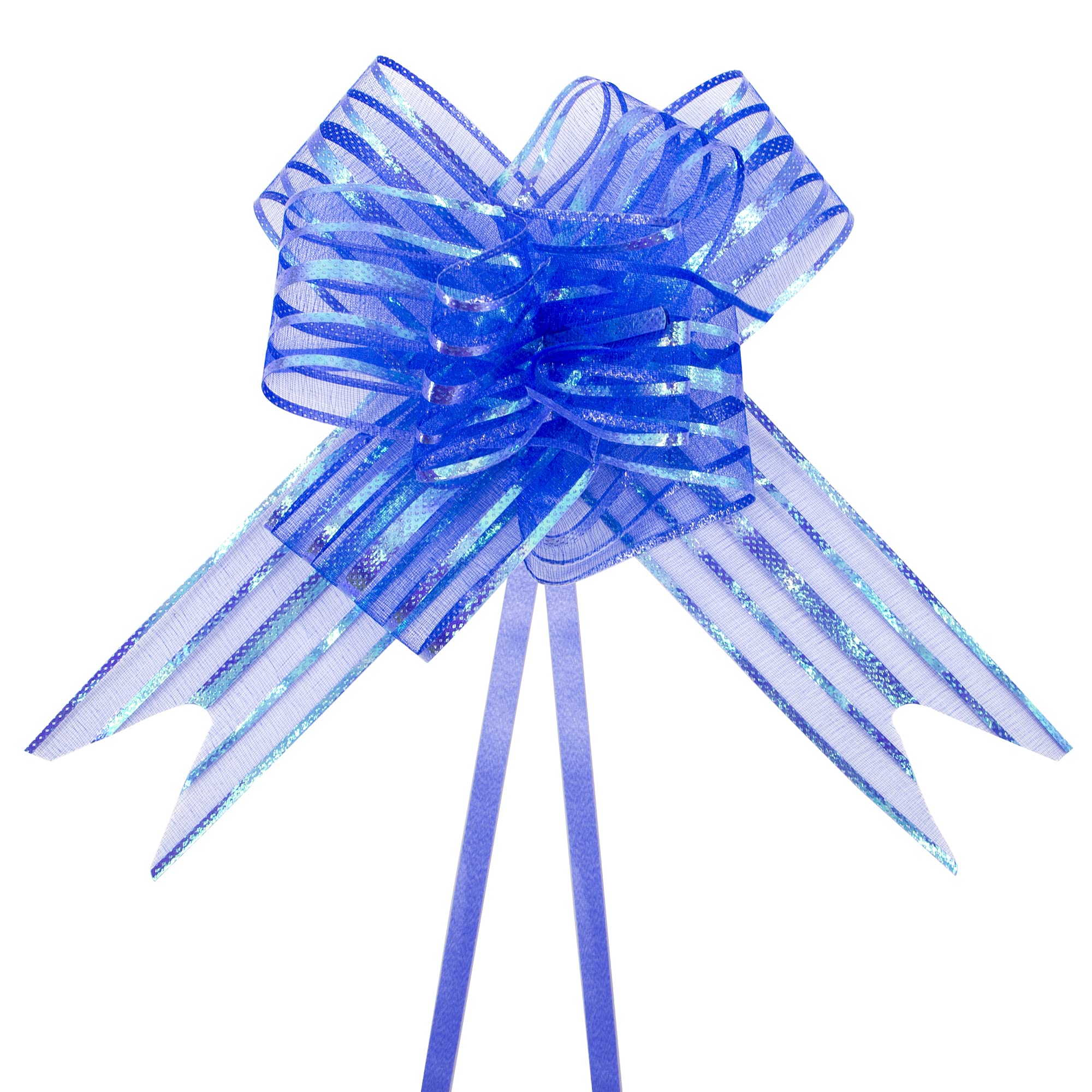 Time to Sparkle 20 PCS Pull Bows 16cm Large Organza Pull Bow Gift Wrapping Bows Present with Ribbon for Wedding Party Christmas Valentine's Day Blue
