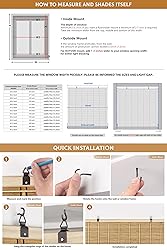 LazBlinds Cordless Bamboo Blinds, Roll Up Shades