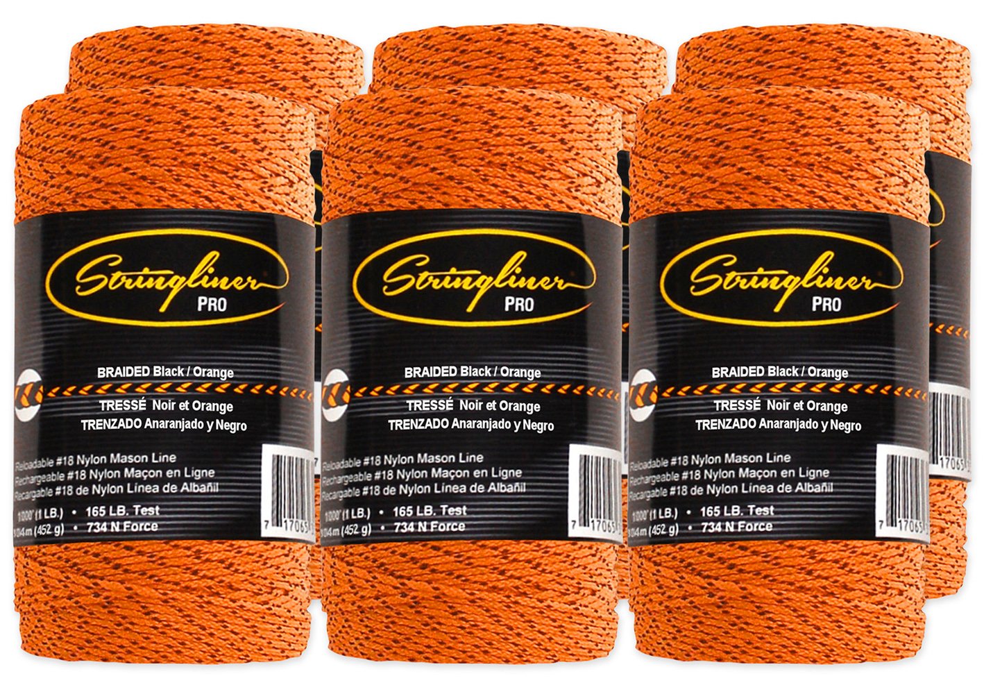 Stringliner SL35791CPK Mason Line Replacement Roll Contractor Pack, 1000', Black/Orange
