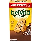 belVita Breakfast Bar Biscuit Sandwiches, Dark Chocolate Creme, 12 Packs | Value Pack, 2 Biscuits Per Pack, No High Fructose Corn Syrup, Artificial Flavors, Colors or Sweeteners