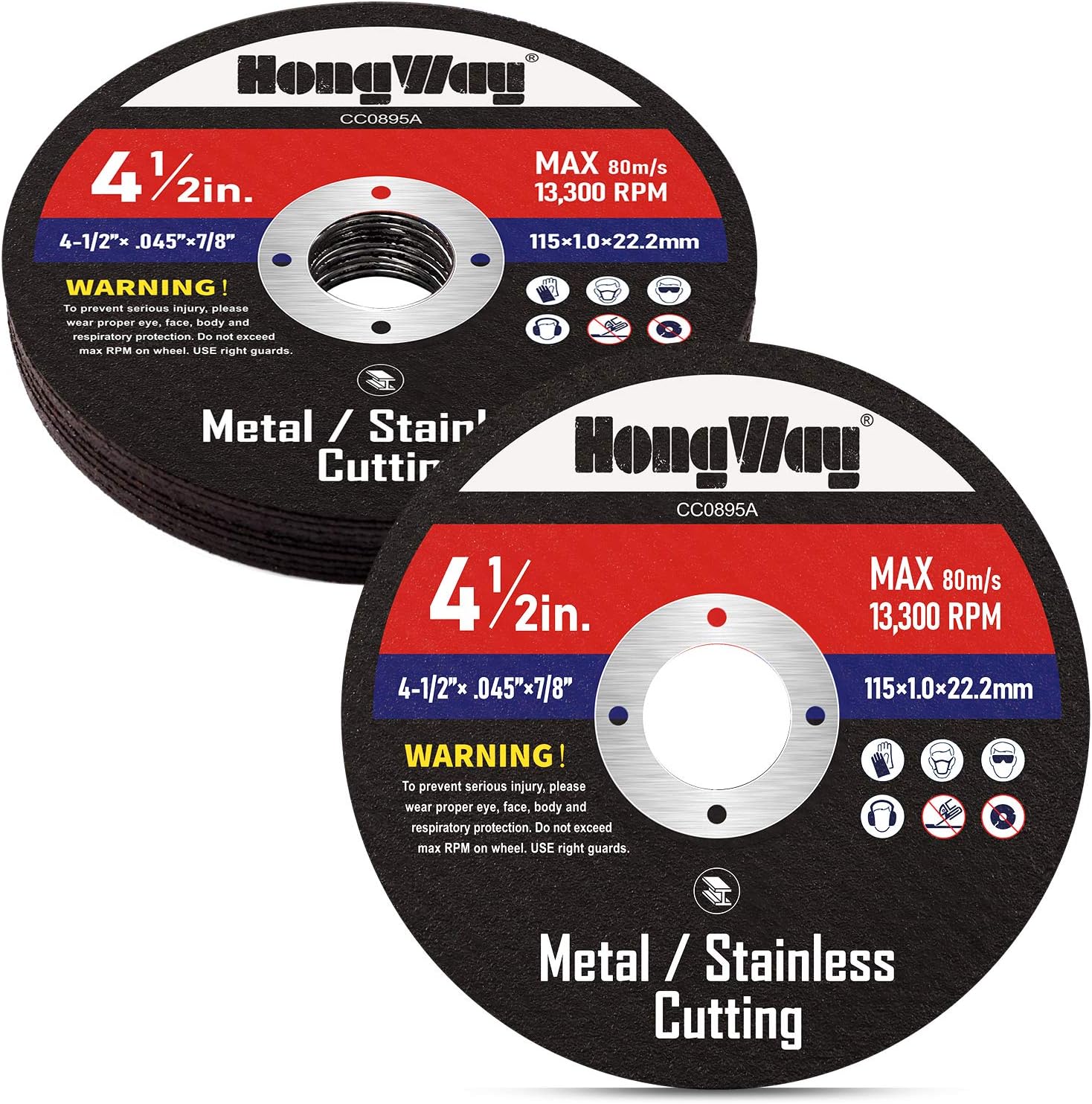 HongWay 10 Pack CutOff Wheels, 41/2 x 7/8inch Metal