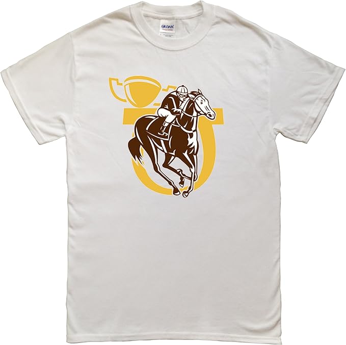 Racing Horse, Jockey and Trophy Men's Tshirt (Small) Amazon.ca