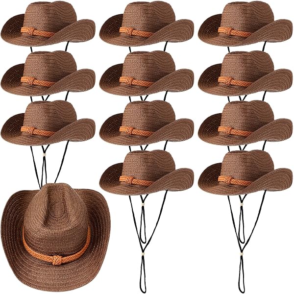 3415 Cowboy Cowgirl Hats For Men Women 2 Pack Hatbands Straw Hat Wide Brim Straw Cowboy Hat for Men Womens Straw Cowgirl Hat Summer  main image 4