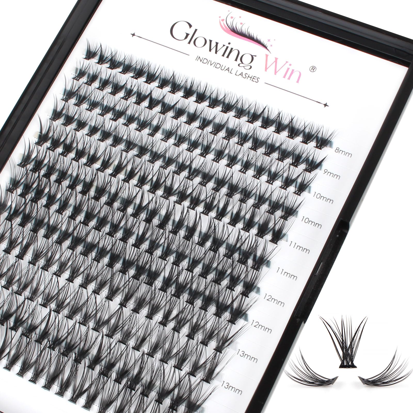 Glowingwin Individual Lashes 228 PCS Cluster Lashes Volume False Eyelashes Individual Soft Reusable DIY Eyelash Extensions At Home(30D Mix8-15mm 0.07C Curl) — image 1