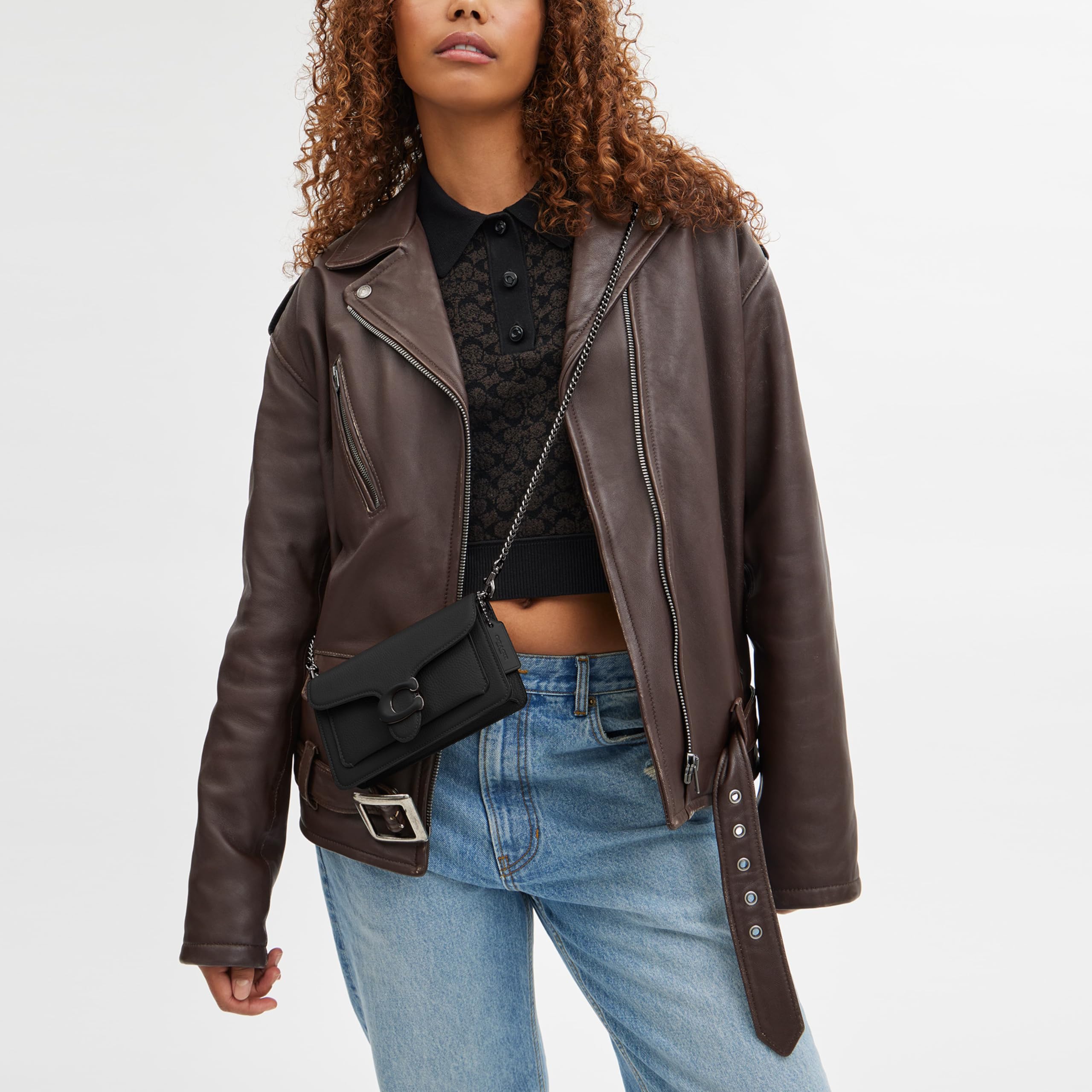 Coach Womens Polished Pebble Tabby Wristlet