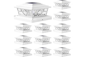 NIORSUN Solar Post Lights Outdoor 12 Pack, 2 Modes LED, Deck Fence Post Solar Lights for 3.5x3.5 4x4 5x5 5.5x5.5 Caps Patio Garden Decoration, White