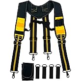 Infithvac Tool Belt Suspender for Men 4 Point Padded with Attachment Loops, WristBand Pouch Pocket for Construction Worker