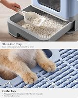 Feandrea Hidden Cat Litter Box with Hood Slide-Out Tray Pale Blue view 5