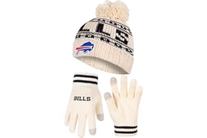 Ultra Game Adults NFL Official Super Soft Cable Knit Winter Beanie Knit Hat with Warm Touch Screen Gloves