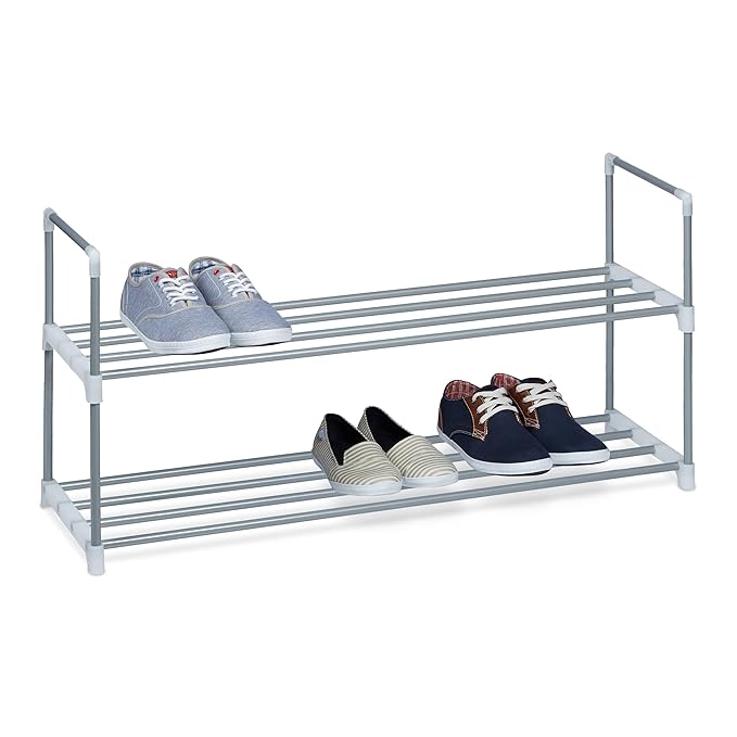 Relaxdays Schuhregal HBT: ca 45 x 90 x 30 cm Schuhschrank aus pulverbeschichtetem Metall mit 2 Ablagen als Schuhkommode und S