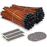 Thankful Greetings 4" Long Wooden Decorative Safety Matches 100ct | Elevated Aesthetic Design, Premium 4" Reach for Safe Lighting, Lights on First Strike, Included Striker Stickers, Great Gift