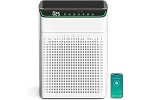 MERONTE Air Purifiers for Home Large Room up to 1690 ft², HEPA Filter with PM 2.5 Monitor, WiFi and Alexa Compatible, Dual Air Intake for Smoke, Odor, Ivory