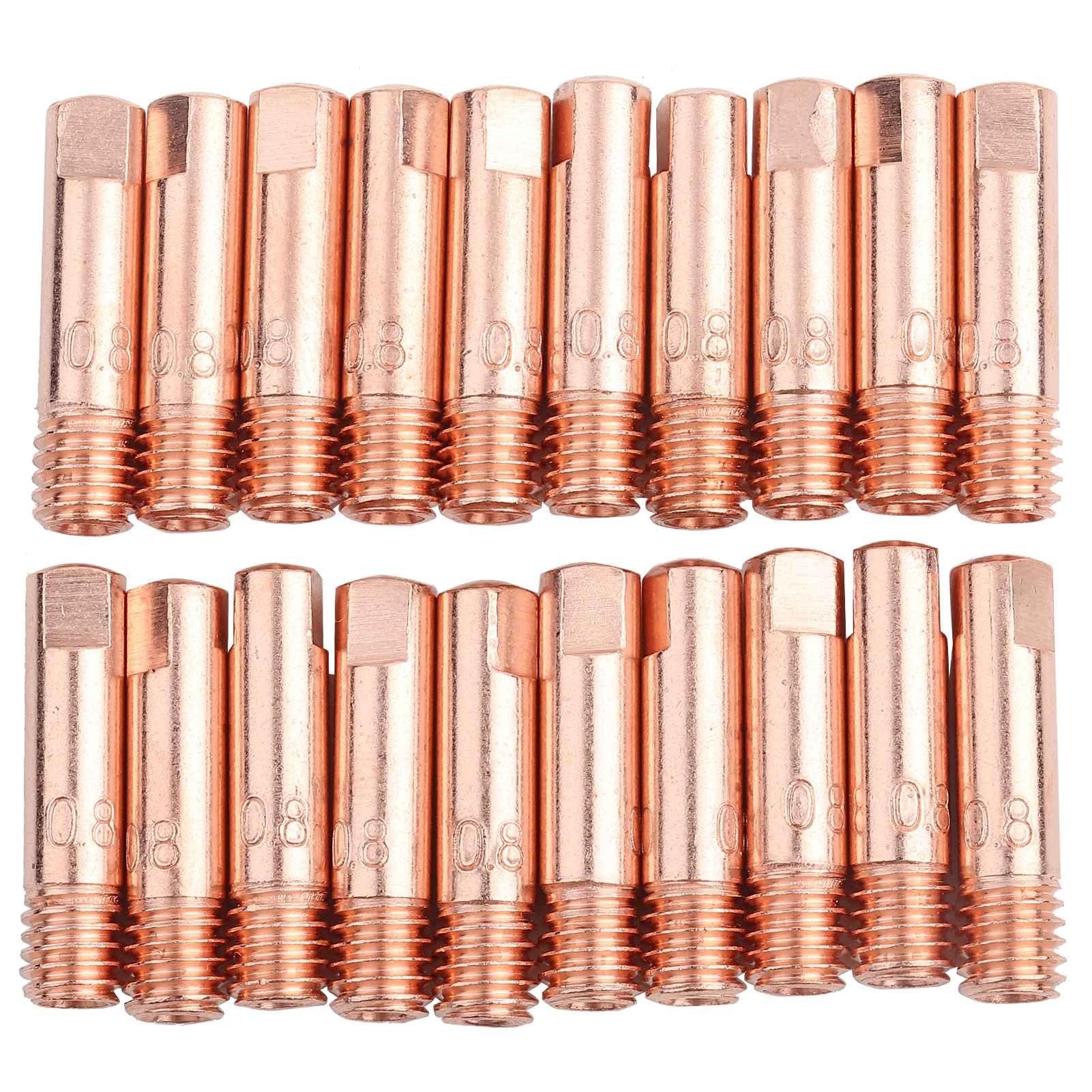 Hyuduo 20pcs Copper Contact Tips for MIG Welding Torch Compatible with 15AK MIG/MAG Gun, 0.8mm & 1.0mm Diameter Welding Consumables, Replacement Contact Tips for Flux Core & Solid Wire