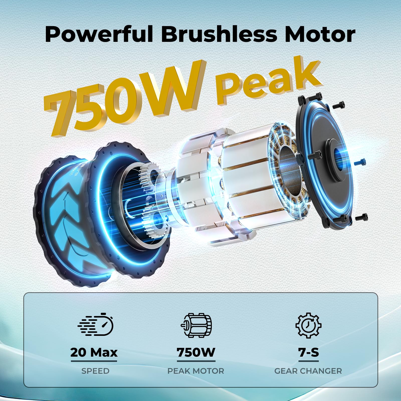 Jasion EB5 Electric Bike for Adults with Peak 750W Brushless Motor, 40Miles 20MPH Commuting Electric Mountain Bike with 360Wh Removable Battery, 7-Speed, 26