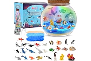 Faburo Light Up Ocean Terrarium Kit for Kids, 13 Colors LED sea Animal Toys Crafts for Kids Ages 4-8, Night Light Decor Christmas Birthday Gifts Toys for Kid Girls Boys Ages 4 5 6 8-12