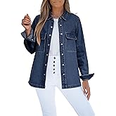 luvamia Jean Jackets for Women 2026 Fall Fashion Oversized Button Down Denim Jacket Western Shacket Jacket with Pockets