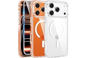 FNTCASE for iPhone 17 Pro-Max Case: Magnetic Transparent Phone Cases with Screen Protector Slim Military Grade Drop Protection Rugged Shockproof Protective Cell Phone Cover (Clear)