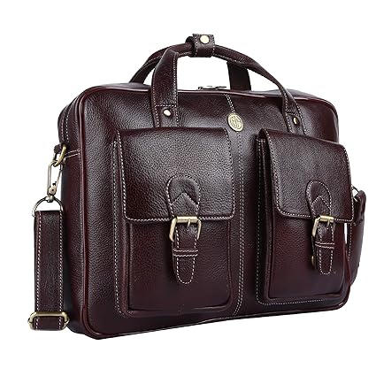 Hammonds Flycatcher Original Bombay Brown Leather 15.6 inch Laptop Messenger Bag|Padded Laptop Compartment|Office Bag (L=15.6,B=3,H=10.50 inch) LB182