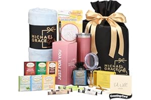 MICHAEL GRACE GIFTS Get Well Soon Gifts for Women - Care Package for After Surgery, Feel Better Gifts for Sick Friends. Luxury Thinking of You Gift Basket, A Feel Better Tea Gift Set Worthy of a Smile.