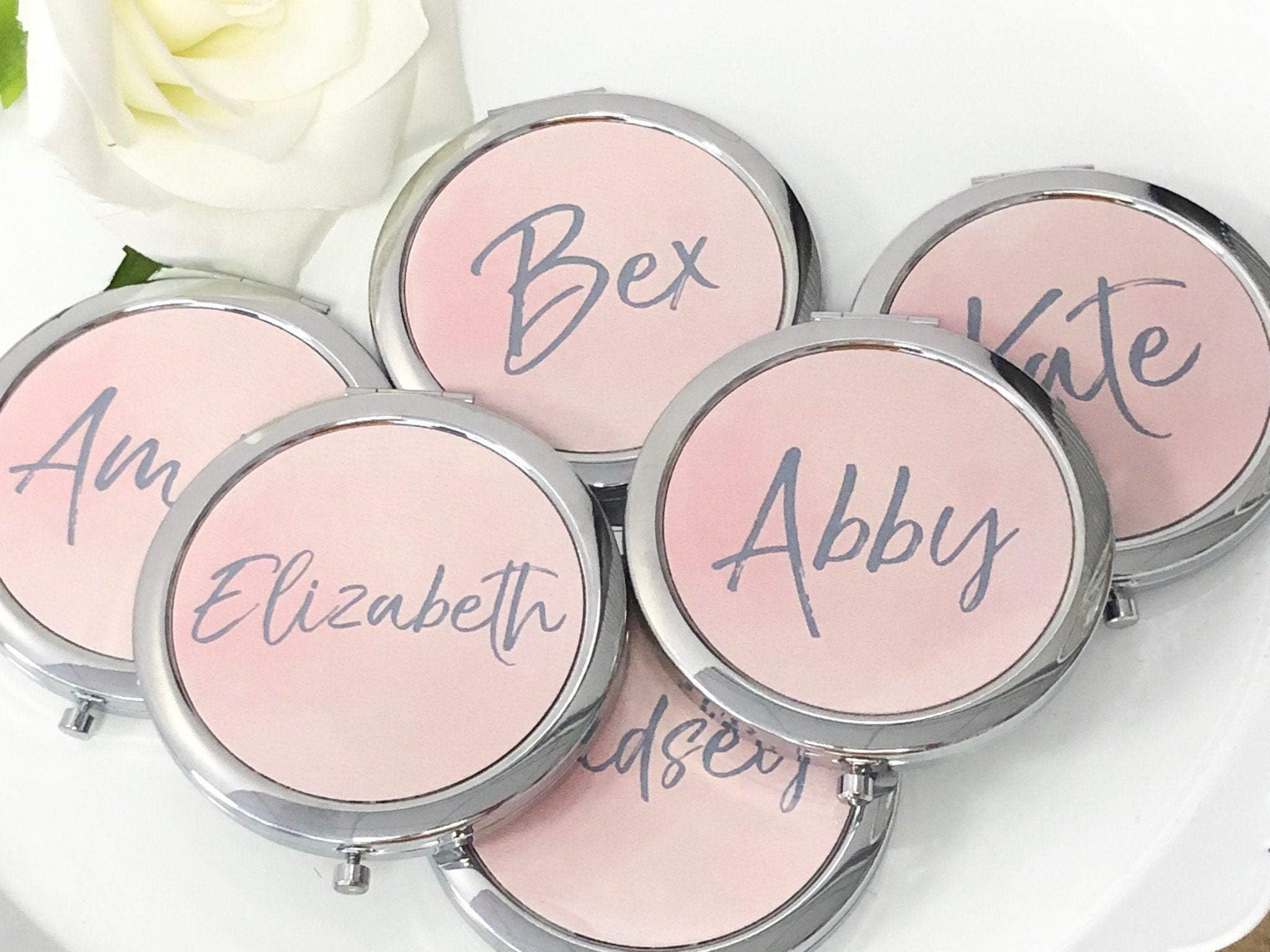 Bachelorette Compact Mirror - Bridesmaids Gift - Bridal Party Presents - Travel Makeup - Floral