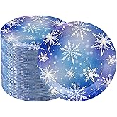 80Pcs Snowflake Paper Plates Frozen Snowflake Party Supplies,7"Winter Snowflake Frozen Plates Disposable Chrisstma Plate for Winter Wonderland Xmas Frozen Snowflake Birthday Party Decor (blue)