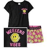The Children's Place girls Short Sleeve Top and Shorts,2 Piece Pajama Set