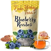 True Honey Blueberry Rooibos Tea Bags - Honey Crystals Blended in Every Sachet - Red Rooibos Tea with Dried Blueberry Juice - All Natural Organic Herbal Caffeine Free Tea Bag 24 Count