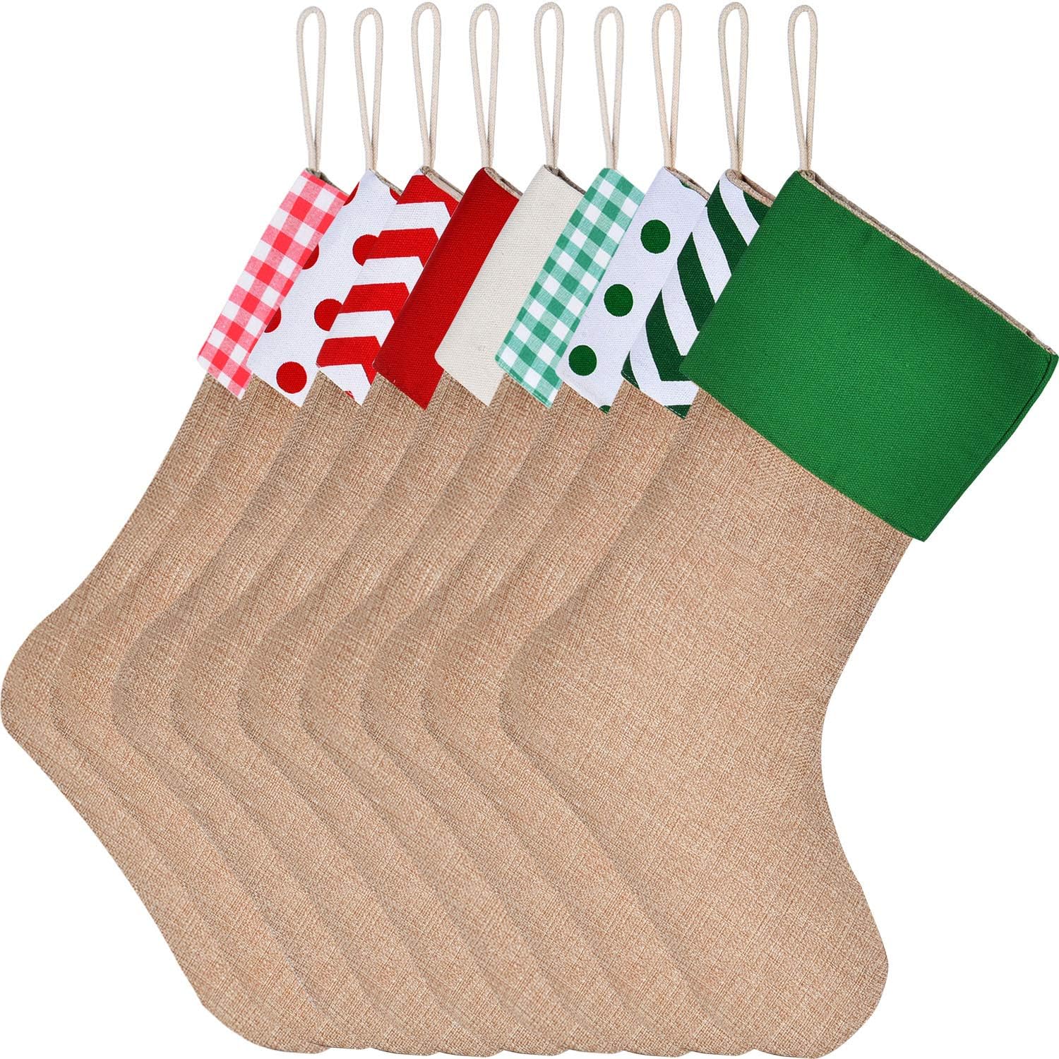 Stockings & Holders - Sunshane Burlap Christmas Stockings Xmas Fireplace Hanging Stockings Decoration Stockings for Christmas Decoration DIY Craft (Color Set 14, 9)