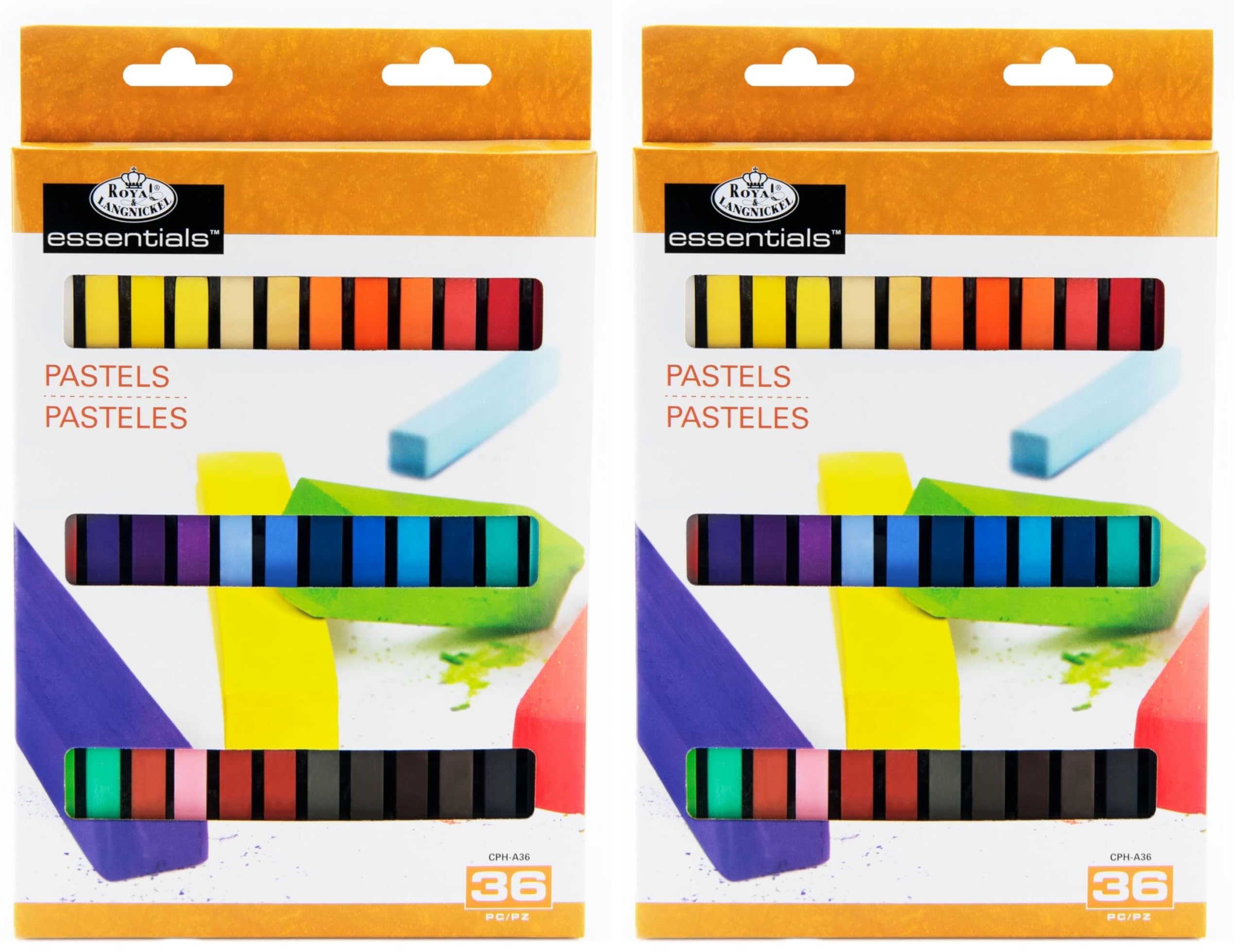 Royal & Langnickel Essentials 36 Soft Square Sketching Pastels Assorted Colours CPH-A36 (Pack of 2)