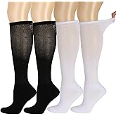 Athlemo Diabetic Socks for Men & Women, No-Binding Knee High Socks 4 Pairs