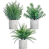 OVEH 3 Pack Fake Potted Plants Artificial Plants for Shelf/Living Room/Wall/Home Decor