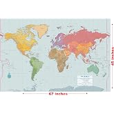 Extra-large World Wall Map - Laminated - 67'' x 45''