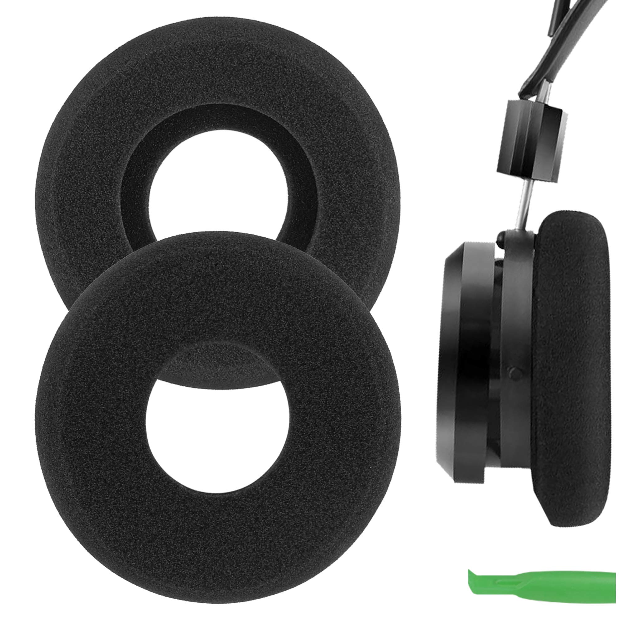 Geekria Comfort Foam Replacement Ear Pads for GRADO SR60, SR80, SR125, SR225, M1, M2 Headphones Ear Cushions, Repair Parts with Video Guide (Black)