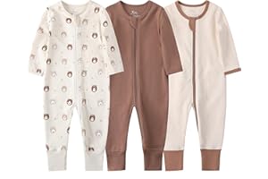 O2 BABY Organic Cotton Baby Footless Pajamas, Zip Front Baby Boys Girls Romper, Long Sleeve Sleep and Play