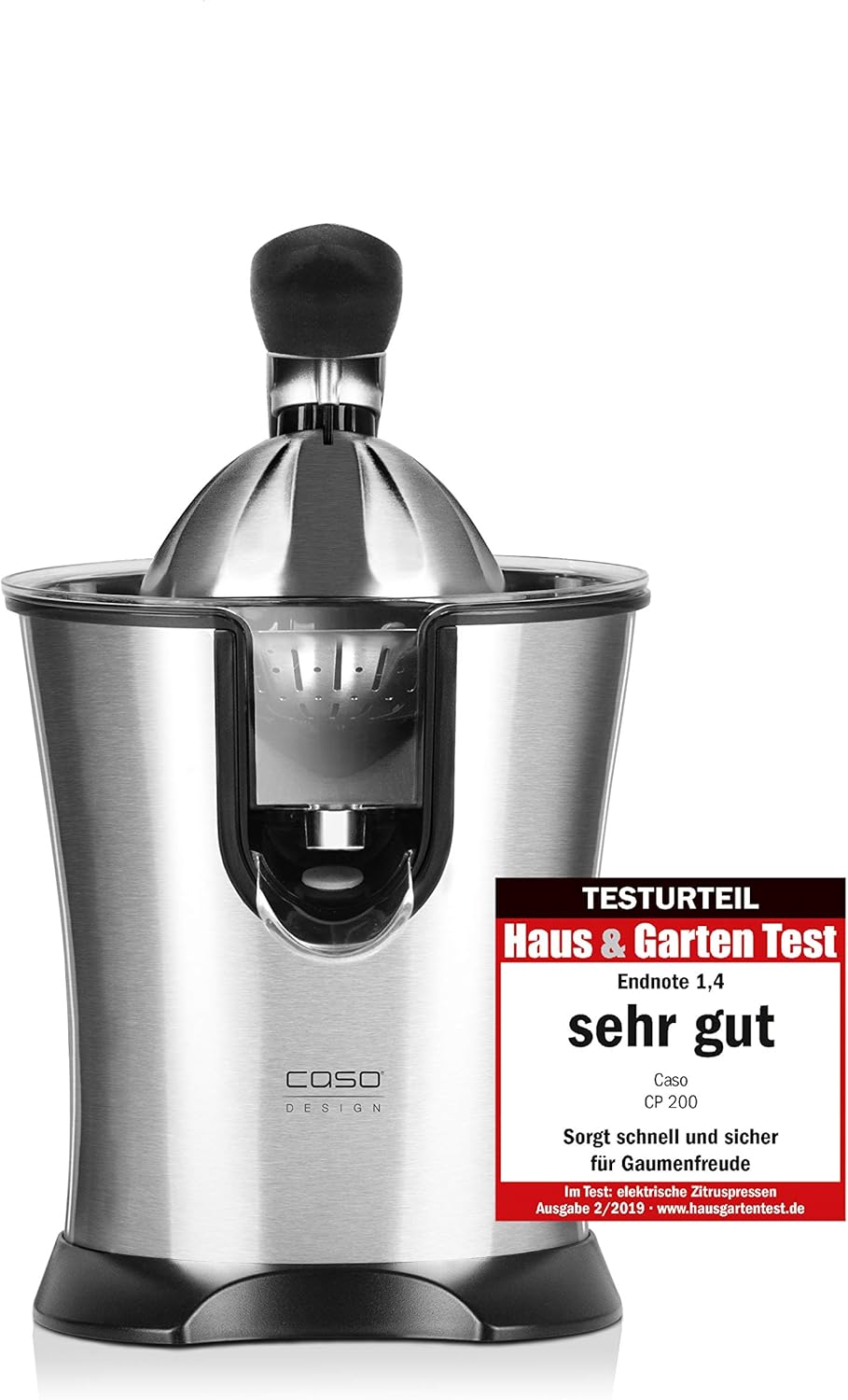 Caso CP 200 Designer Citrus Juicer, Electric and Powerful Lemon Juicer with Universal Press