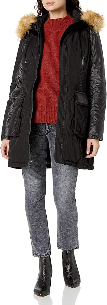 7 for all mankind red faux fur coat