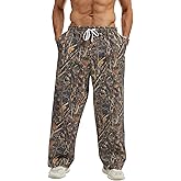 Anoumcy Men's Camo Sweatpants Casual Baggy Jogger Drawstring Elastic Waist Athletic Lounge Trousers Workout Streetwear Pants Dark Brown L